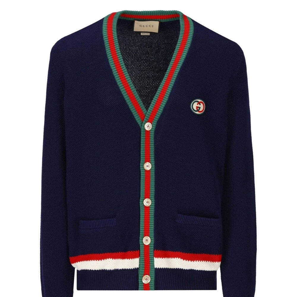 NEW GUCCI Midnight blue cotton cardigan